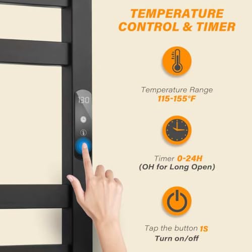 9-Bar Towel Warmer Wall-Mounted Electric view 2