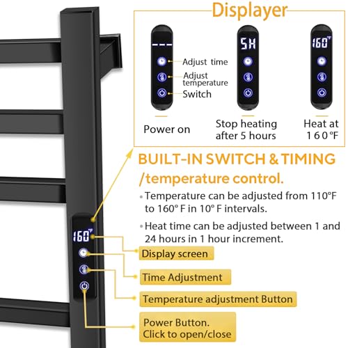 XBVV Black Towel Warmer Rack view 3